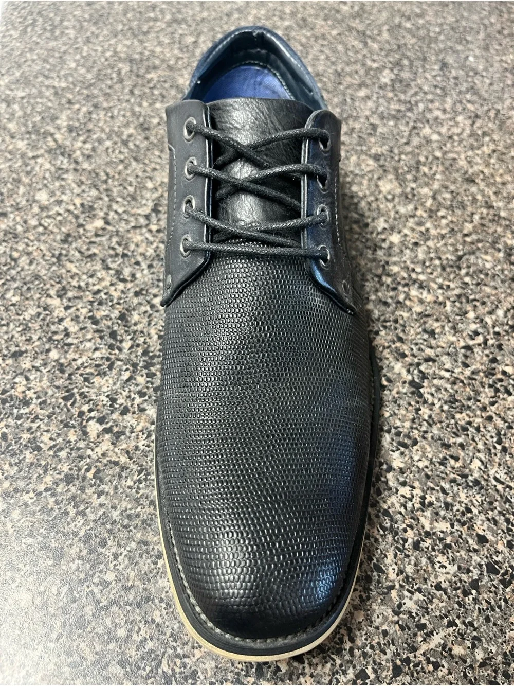 Steve Madden Black Textured Derby Shoes with Contrasting Welt